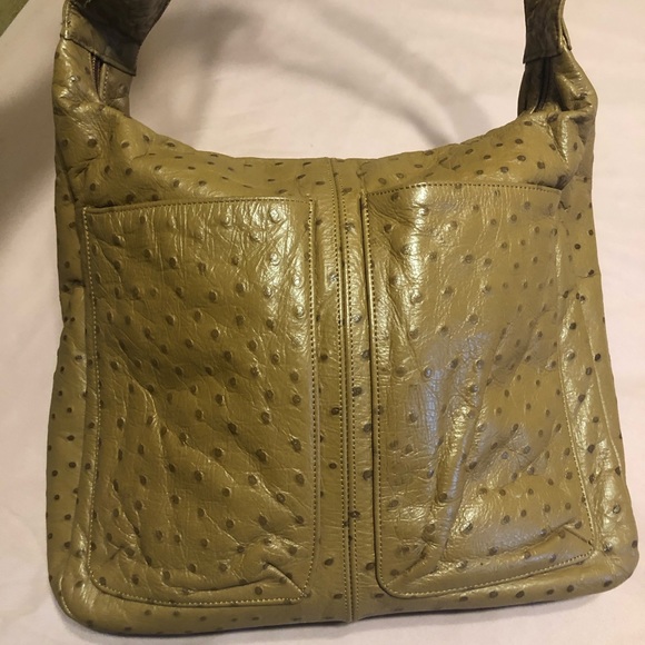 Ostrich print leather satchel - Picture 2 of 7